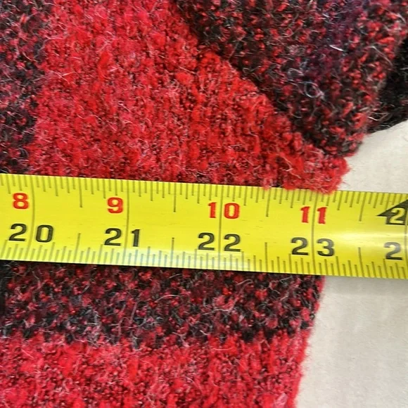 Allie & Rob Collared Lightweight Red Black Paid Open Front Pocket Cardigan Sz XL - Picture 8 of 10